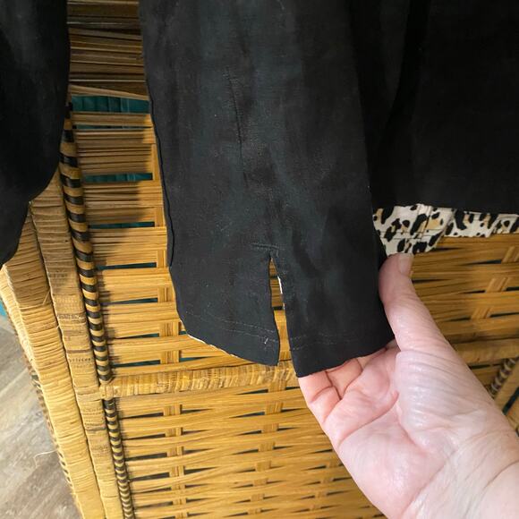 Chico’s Reversible Linen Jacket Leopard Print & Black Snap Front Size 2 (L/XL) - Picture 16 of 16